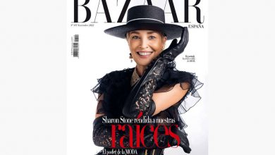 Фото - Шэрон Стоун в черном платье с рюшами появилась на обложке Harper’s Bazaar